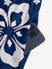 Hibiscus Flowers Tropical Leaf Print V Neck Hawaii Wide Leg Jumpsuit -  