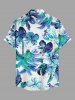 Chemise hawaïenne grande taille pour homme, imprimée hibiscus et cocotiers, avec boutons et poche. - Cadetblue S
