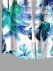 Chemise hawaïenne grande taille pour homme, imprimée hibiscus et cocotiers, avec boutons et poche. - Cadetblue S