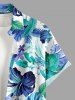 Chemise hawaïenne grande taille pour homme, imprimée hibiscus et cocotiers, avec boutons et poche. - Cadetblue S