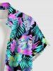 Chemise hawaïenne grande taille pour homme, à imprimé feuilles tropicales et fleurs d'hibiscus, boutons et poche. - Rose Vif S