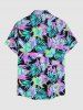 Chemise hawaïenne grande taille pour homme, à imprimé feuilles tropicales et fleurs d'hibiscus, boutons et poche. - Rose Vif S
