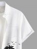 Plus Size Coconut Tree Bird Print Buttons Pocket Hawaii Shirt For Men -  