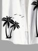 Coconut Tree Bird Print Buttons Pocket Hawaii Shirt For Men -  