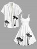 Coconut Tree Bird Print Buttons Pocket Hawaii Shirt For Men -  