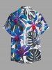 Flowers Tropical Leaf Print Buttons Pocket Hawaii Shirt For Men -  