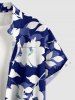 Chemise hawaïenne grande taille à imprimé floral et feuilles, boutons et poche pour homme - Bleu 4XL