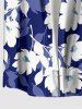 Chemise hawaïenne grande taille à imprimé floral et feuilles, boutons et poche pour homme - Bleu 4XL