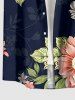 Chemise hawaïenne grande taille à imprimé floral et feuilles, boutons et poche pour homme - Bleu profond 6XL