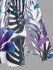 Robe midi hawaïenne fendue à imprimé floral tropical et feuilles grandes tailles - Bleu XS