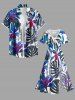 Robe midi hawaïenne fendue à imprimé floral tropical et feuilles grandes tailles - Bleu 4X