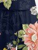 Robe hawaïenne grande taille à imprimé fleurs et feuilles, cintrée - Noir XS