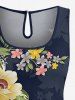 Robe hawaïenne grande taille à imprimé fleurs et feuilles, cintrée - Noir XS