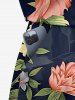 Robe hawaïenne grande taille à imprimé fleurs et feuilles, cintrée - Noir XS