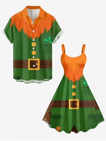 Déguisements d'elfes pour la Saint-Patrick, imprimé grande taille, tenue assortie pour couples - GREEN