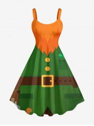 Robe trapèze imprimée elfe grande taille pour la Saint-Patrick - Vert M