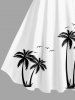 Coconut Tree Bird Print Plus Size Matching Hawaii Beach Outfit For Couples -  