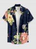 Matching Hawaii Shirt and Romper Plus Size Beach Outfit Flowers Leaf Print For Couples - Noir 