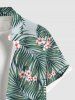 Plus Size Flowers Tropical Leaf Print Buttons Pocket Hawaii Shirt For Men -  