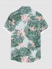 Plus Size Flowers Tropical Leaf Print Buttons Pocket Hawaii Shirt For Men -  