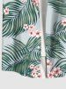 Plus Size Flowers Tropical Leaf Print Buttons Pocket Hawaii Shirt For Men -  