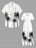 Plus Size Coconut Tree Print V Neck Hawaii Wide Leg Jumpsuit -  