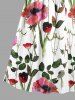 Plus Size Flowers Leaf Print Surplice Hawaii Cami Dress -  