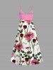 Plus Size Flowers Leaf Print Surplice Hawaii Cami Dress -  