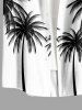 Chemise hawaïenne grande taille à imprimé cocotiers, boutons et poches pour homme - Blanc 4XL