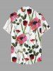 Chemise hawaïenne grande taille à imprimé floral et feuilles, boutons et poche pour homme - Rose clair S