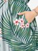 Robe midi hawaïenne fendue à imprimé floral tropical et feuilles grandes tailles - Vert clair S