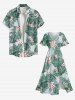 Robe midi hawaïenne fendue à imprimé floral tropical et feuilles grandes tailles - Vert clair S