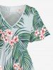 Robe midi hawaïenne fendue à imprimé floral tropical et feuilles grandes tailles - Vert clair S