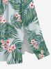 Robe midi hawaïenne fendue à imprimé floral tropical et feuilles grandes tailles - Vert clair S