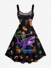 Pineapple Skeleton Fruit Juice Coconut Tree Print Hawaii Tank Dress -  