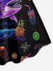 Pineapple Skeleton Fruit Juice Coconut Tree Print Hawaii Tank Dress -  