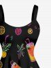 Pineapple Skeleton Fruit Juice Coconut Tree Print Hawaii Tank Dress -  