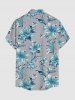 Plus Size Flowers Leaf Print Buttons Pocket Hawaii Shirt For Men -  