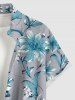 Plus Size Flowers Leaf Print Buttons Pocket Hawaii Shirt For Men -  