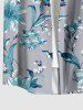 Plus Size Flowers Leaf Print Buttons Pocket Hawaii Shirt For Men -  