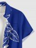 Chemise hawaïenne grande taille à imprimé floral et feuilles, boutons et poches pour homme - Bleu 2XL
