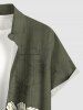 Chemise hawaïenne grande taille à fleurs et rayures, boutons et poches pour homme - Vert Armée  2XL