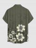 Chemise hawaïenne grande taille à fleurs et rayures, boutons et poches pour homme - Vert Armée  2XL