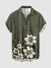 Chemise hawaïenne grande taille à fleurs et rayures, boutons et poches pour homme - Vert Armée  6XL