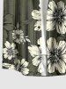 Chemise hawaïenne grande taille à fleurs et rayures, boutons et poches pour homme - Vert Armée  6XL