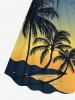 Plus Size Coconut Tree Bird Ombre Print Cinched Hawaii Dress -  