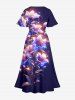 Robe mi-longue hawaïenne fendue à imprimé floral et pailleté 3D grande taille - Concorde XXS