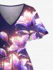 Robe mi-longue hawaïenne fendue à imprimé floral et pailleté 3D grande taille - Concorde XXS