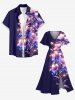 Robe mi-longue hawaïenne fendue à imprimé floral et pailleté 3D grande taille - Concorde XXS