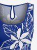 Combinaison hawaïenne grande taille à imprimé floral et feuilles, cintrée - Bleu profond 4X